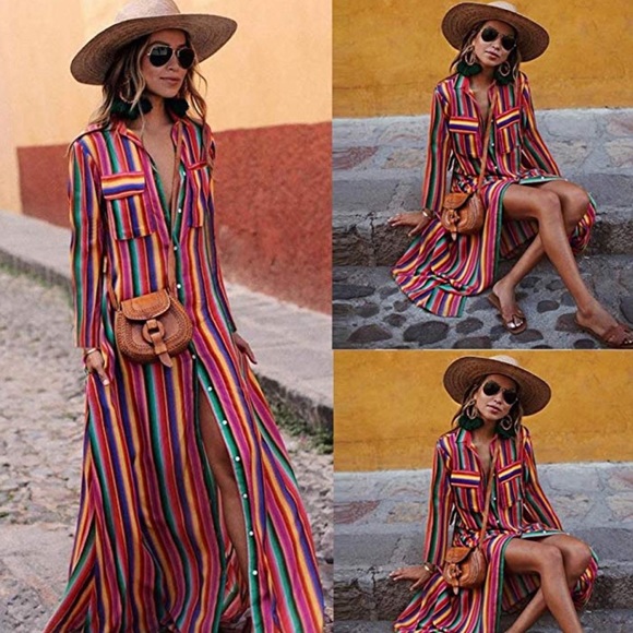 boho striped maxi dress